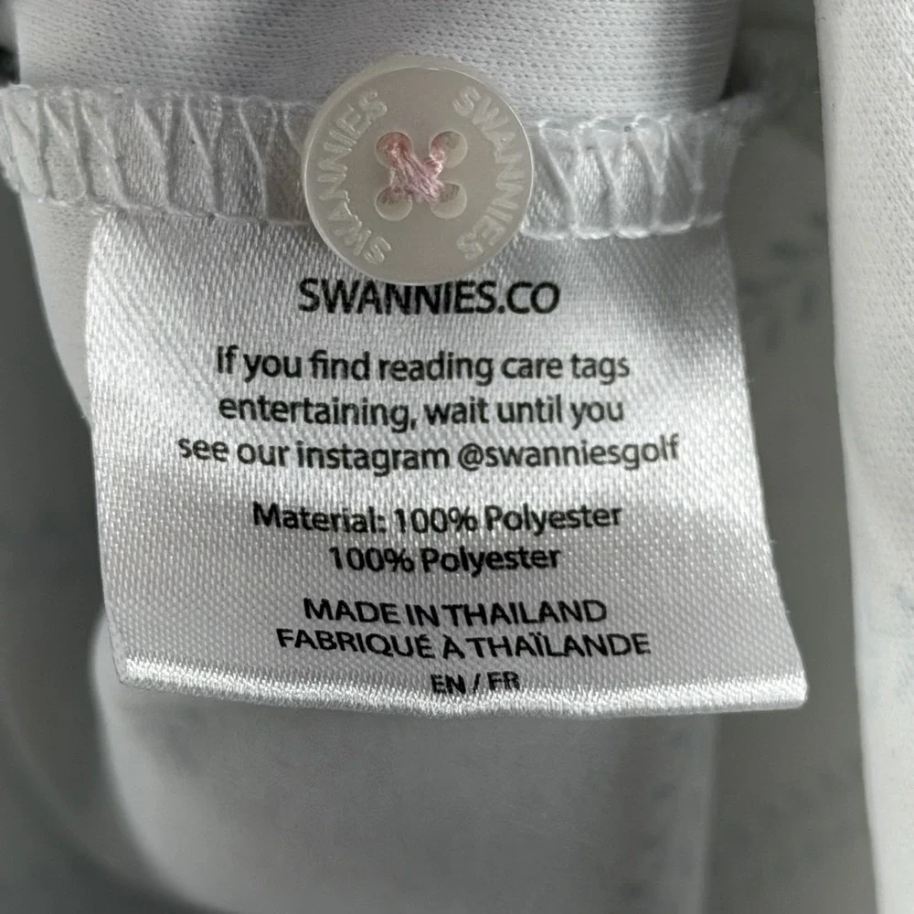Swannies Performance Golf Polo Shirt Men Size Large Striped White Short Sleeve